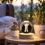 Crystal Ball Cosmic Dinosaur Night Light | USB Warm Bedside Lamp & Gift