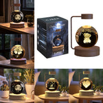 Crystal Ball Cosmic Dinosaur Night Light | USB Warm Bedside Lamp & Gift
